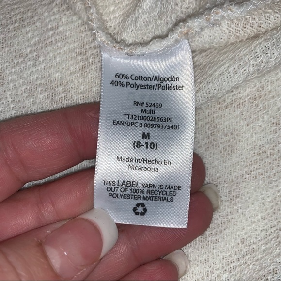 Leopard Print Cream & Tan Crewneck Pullover Top medium 8/10 - Picture 7 of 8